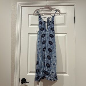 Paper Crane Blue Racerback Geometric Print Mini Dress Bohemian Women's Sz Small